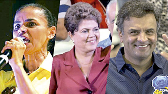 ALIADOS. Marina Silva (izq.) y Acio Neves (der.) van contra la presidenta Dilma Rousseff.