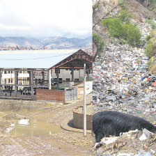 AFECTADOS. Las lluvias en la zona provocan caudales de agua que corren por las calles y la creacin de lagunas en quebradas de la zona.