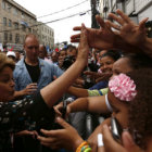 FAVORITA. Dilma Rousseff durante un acto de campaa en la periferia de Sao Paulo, ayer.