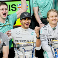 El ingls Lewis Hamilton (c) es el lder del Mundial de Pilotos, seguido del alemn Nico Rosberg (d).