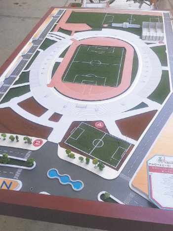 La maqueta del Complejo Deportivo Estadio Patria. As debe quedar al final de las obras, en abril del prximo ao.