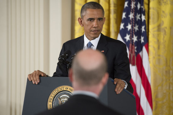 RESIGNACIN. El presidente de Estados Unidos, Barack Obama, habla en una conferencia de prensa en la Casa Blanca, ayer.