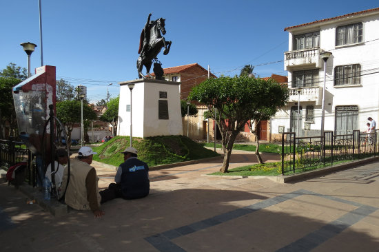 OBRA. El nuevo diseo de la plazuela Tarija ubicada entre las calles Aniceto Arce y Lima Pampa recibi crticas negativas de la poblacin.