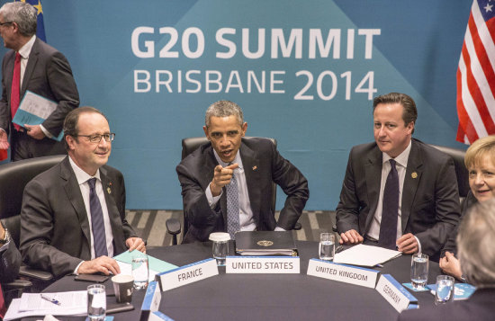 CUMBRE. Los Mandatarios de Francia y EEUU en la reunin de alto nivel del G20.