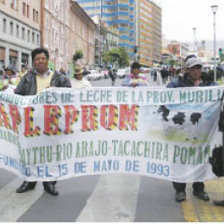 LA PAZ. Los lecheros marcharon ayer.