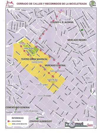 PRECAUCIN. Las calles que sern cerradas.