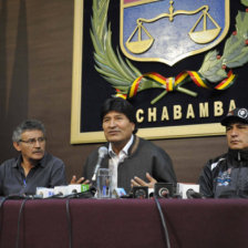 POSICIN. El presidente Evo Morales en conferencia de prensa en Cochabamba.