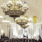 INFORME. El presidente ruso, Vladmir Putin (c), pronuncia el discurso anual sobre el estado de la nacin ante el Parlamento, en Mosc.