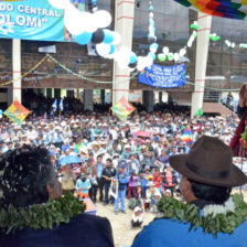 DISCURSO. El presidente Evo Morales en una concentracin ayer Cochabamba.