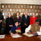 CONFERENCIA. Malala Yousafzai Y Kailash Satyarthi durante una conferencia de prensa.