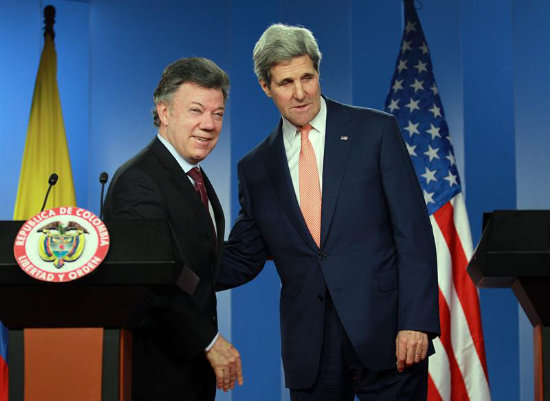 VISITA. John Kerry visit Bogot donde se entrevist con Juan Manuel Santos.