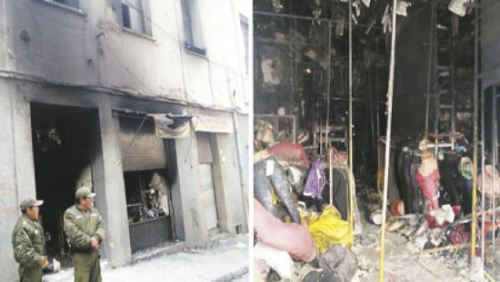 LA PAZ. Incendio consumi mercadera de ropa.