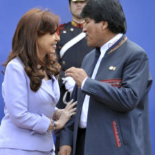 APOYO. Evo Morales y Cristina Fernndez.