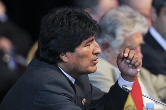 CUMBRE. Evo Morales en su intervencin.