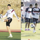 El colombiano James Rodrguez, del Real Madrid, en la prctica de ayer. La plantilla de San Lorenzo de Almagro en su ltima preparacin.