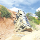 ACCIDENTE. Un descuido provoc el embarrancamiento del bus Trans Capital.