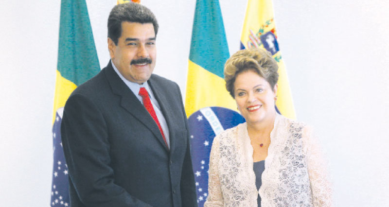 APOYO. Los mandatarios Dilma Rousseff y Nicols Maduro mantuvieron reuniones bilaterales ayer en Brasil.