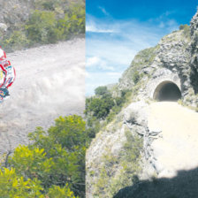 El piloto espaol Joan Barreda Bort, del equipo HRC, compite en la segunda etapa del Dakar, entre Villa Carlos Paz y San Juan; al lado, el paso del piloto catar Nasser Al-Attiyah.