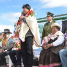 PRESENCIA. El presidente Evo Morales estuvo en la comunidad de Tahua la maana de ayer.