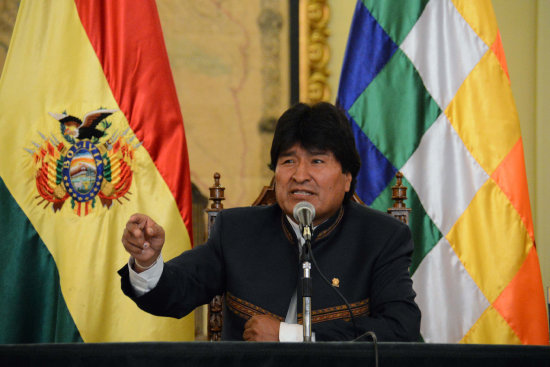 POSICIN. El presidente Evo Morales durante una conferencia de prensa, ayer, en Palacio de Gobierno.