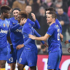 Los jugadores del Juventus celebran uno de los goles del triunfo.