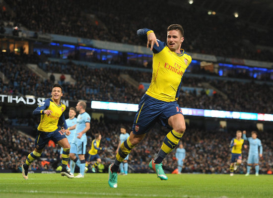 El francs Olivier Giroud celebra el gol anotado al Manchester City.