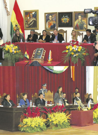 LEGISLATIVO. Las flamantes directivas de Senadores (arriba) y Diputados (abajo).