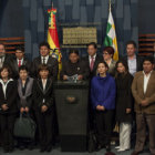 LTIMA FOTO. Los ministros que le acompaaron en su segundo mandato a Evo Morales.