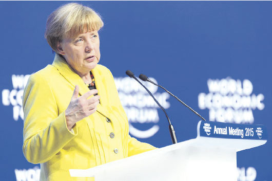 MANDATARIA. La canciller alemana Angela Merkel en el Foro Econmico Mundial en Davos (Suiza).