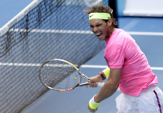 El espaol Rafael Nadal celebra su triunfo y su pase a cuartos de final.