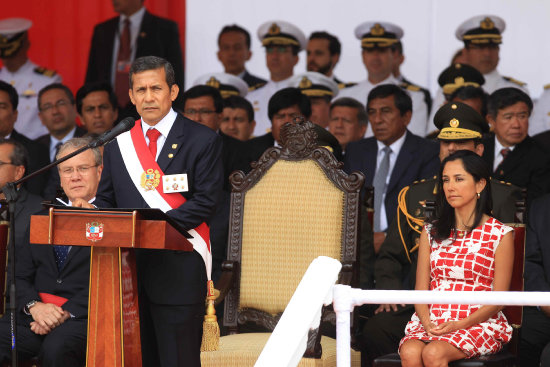 CONMEMORACIN. Ollanta Humala durante la ceremonia en el Palacio de Lima.