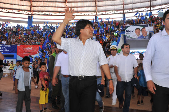 POSICIN. El presidente de Estado, Evo Morales, en el aniversario de Riberalta.