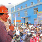 ACTO. El Presidente en la inauguracin del nuevo ingenio Lucianita en el municipio de Huanuni.