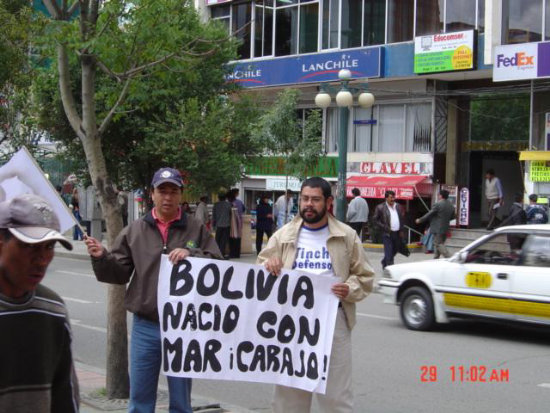 Respaldo. Manifestacin de organizaciones chilenas en la ciudad de Santiago.