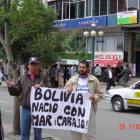 Respaldo. Manifestacin de organizaciones chilenas en la ciudad de Santiago.