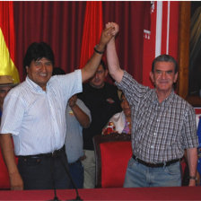 ELECCIN. Evo Morales y Carlos Cabrera, cuando ste fue presentado como candidato.