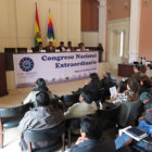 CONGRESO. Los delegados al congreso extraordinario de la FAM, ayer, en la Gobernacin de Chuquisaca.